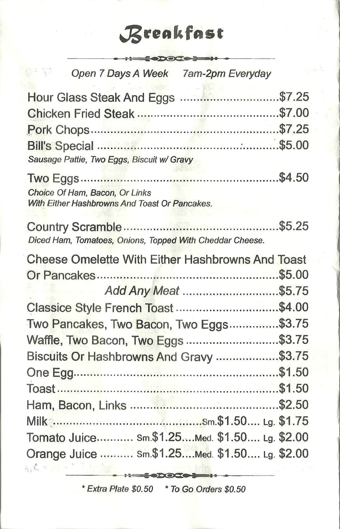 Menu at Chicken Little restaurant, Portland