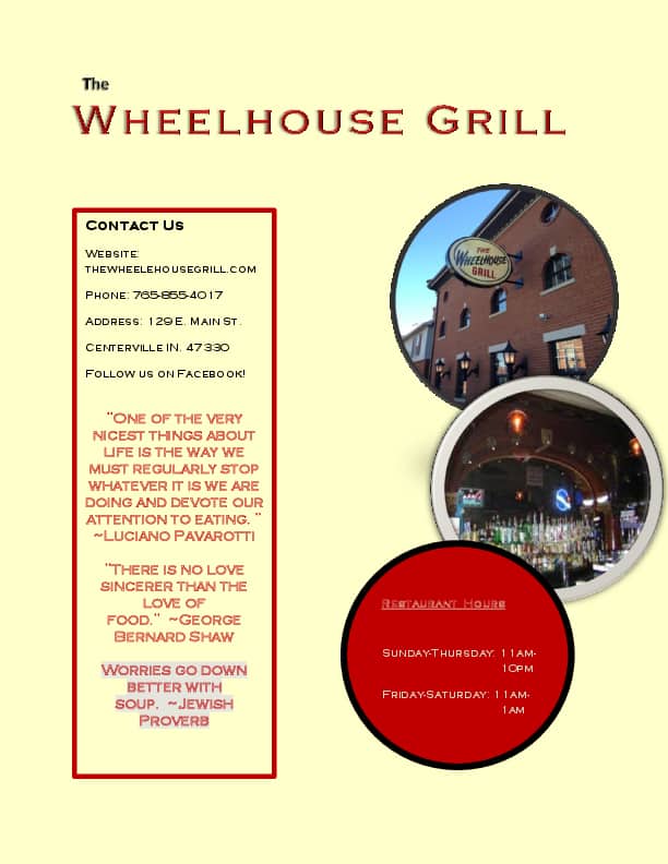 The Wheelhouse Grill Menu, Menu for The Wheelhouse Grill, Centerville