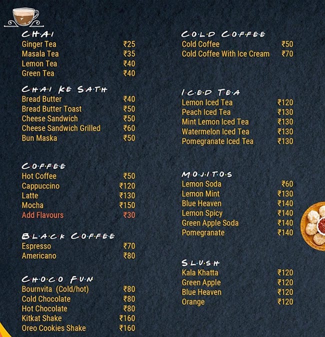 Menu of Cafe Central Perk, Erandwane, Pune