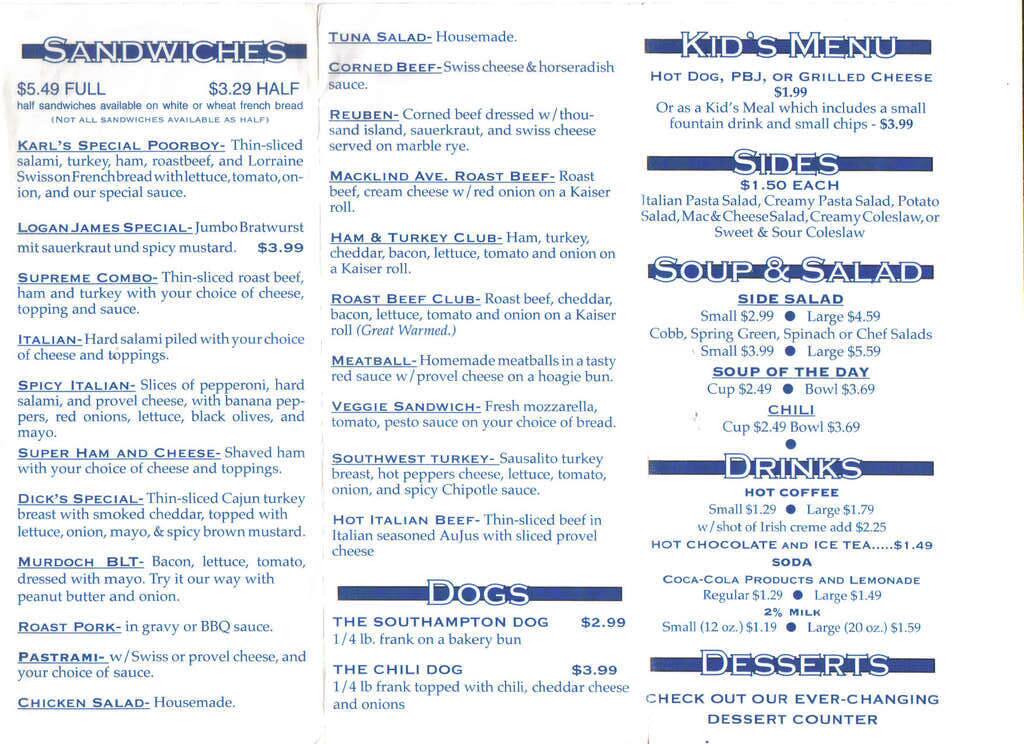 Macklind Avenue Deli Menu, Menu for Macklind Avenue Deli, St Louis