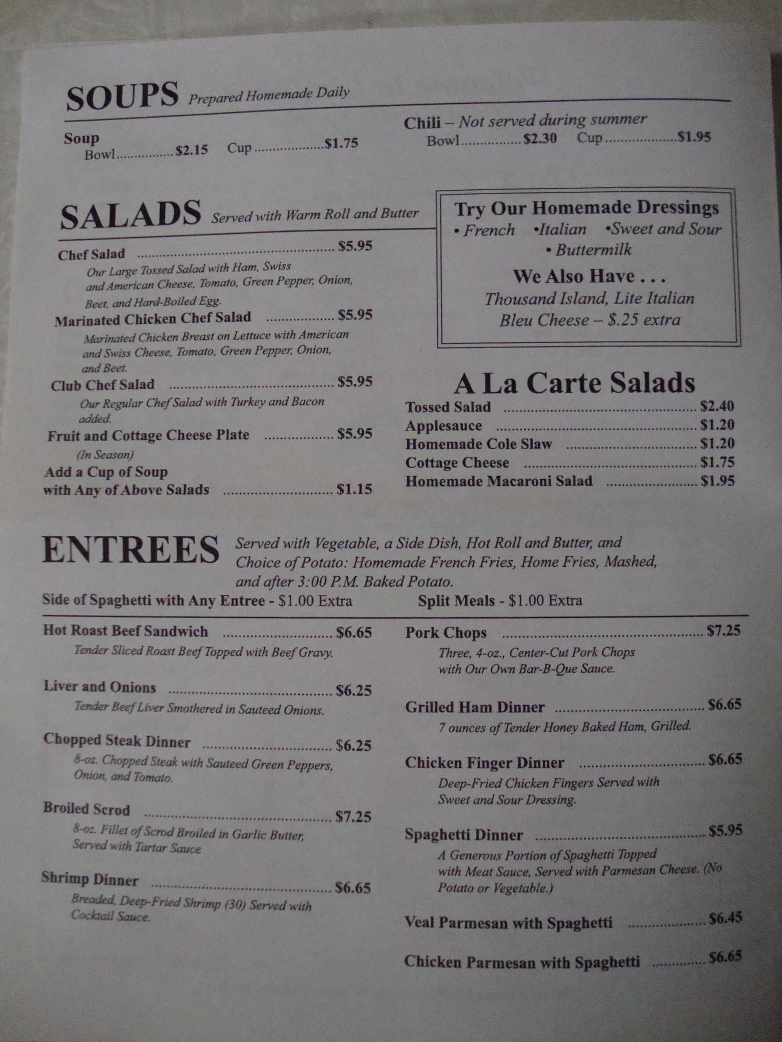 Menu at Lindsey's Restaurant, Canton, Tuscarawas St W