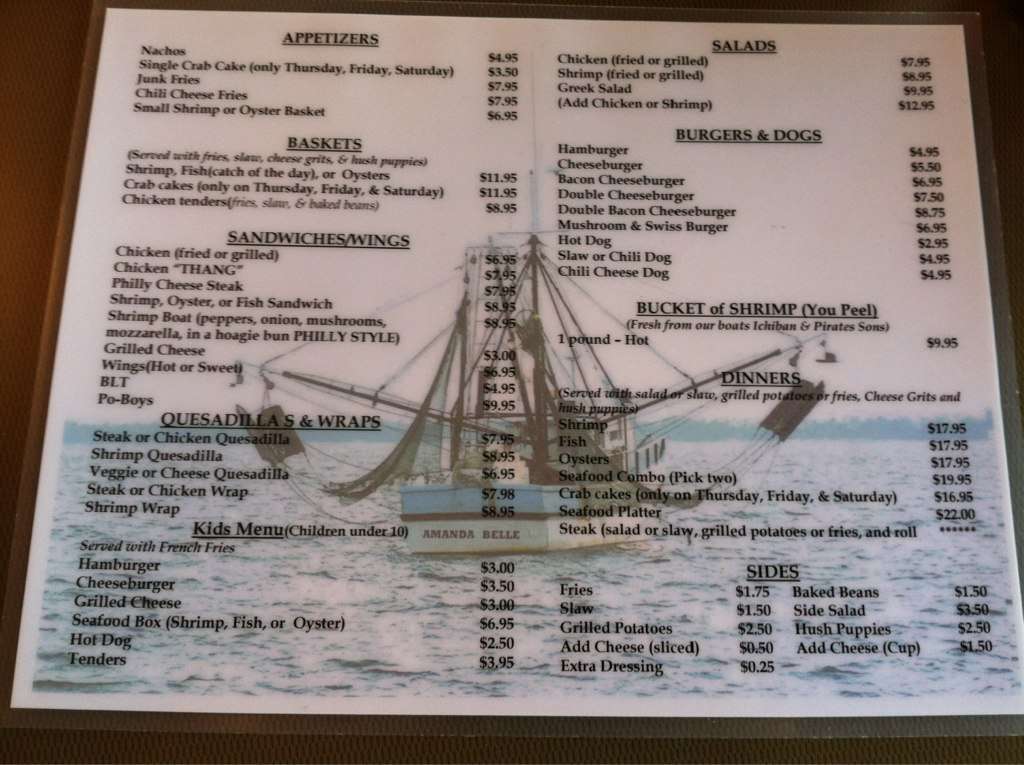 Menu at The Fisherman's Wife Carrabelle steakhouse, Carrabelle