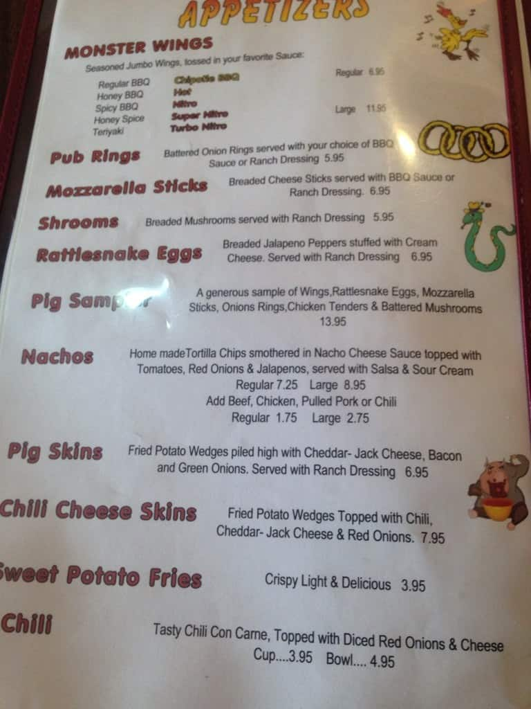 The Pig Bbq Pub Menu Menu For The Pig Bbq Pub Winnemucca