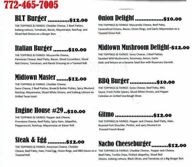 Midtown Grill and Bar Menu, Menu for Midtown Grill and Bar, Fort Pierce