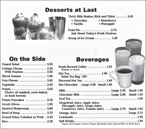 Menu at Randall's Pancake House restaurant, South Elgin