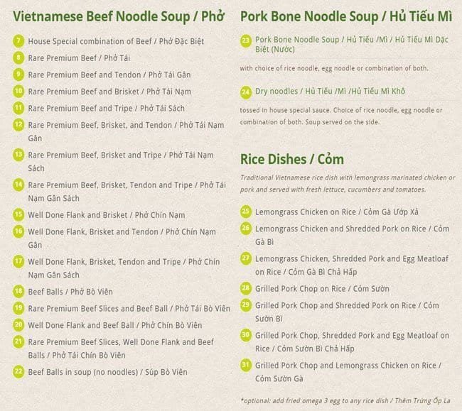Basil Garden Pho Menu, Menu for Basil Garden Pho, HastingsSunrise