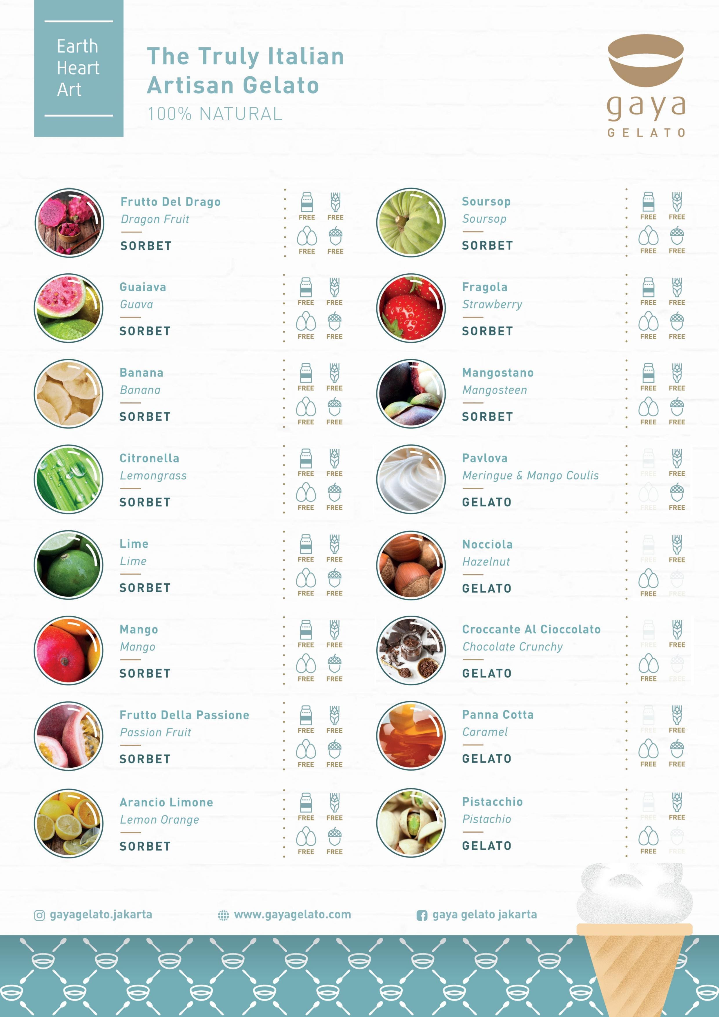 Menu at Gaya Gelato desserts, South Jakarta, Kebayoran Lama