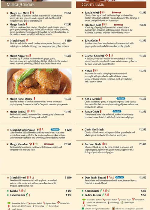 Kebabs & Kurries, ITC Gardenia - Restaurants In Bengaluru menu