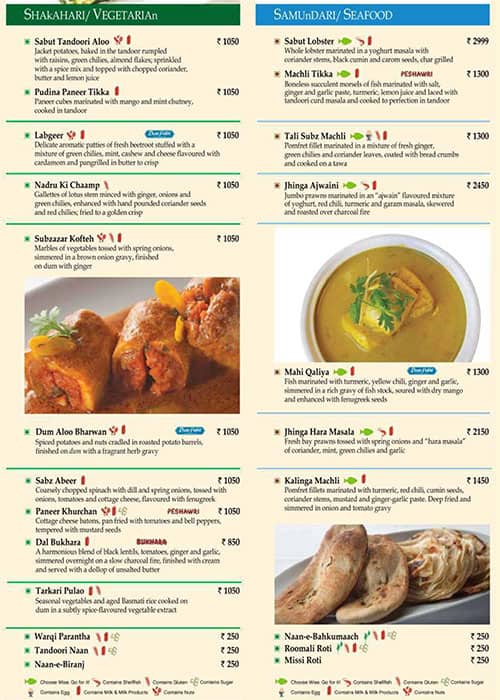 Kebabs & Kurries, ITC Gardenia - Restaurants In Bengaluru menu
