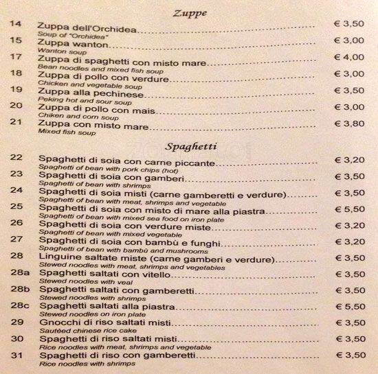 Menu di L'Orchidea 