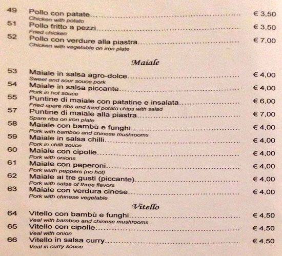 Menu di L'Orchidea 