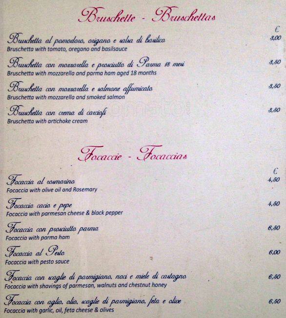 Menu di Antiche Mura 