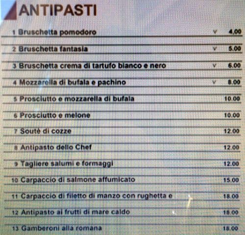 Menu di Al Vicoletto 