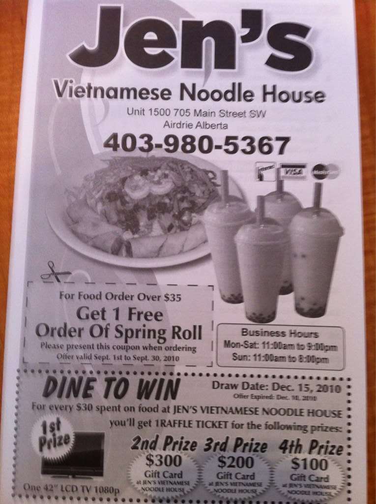 Jen's Vietnamese Noodle House Menu Urbanspoon/Zomato