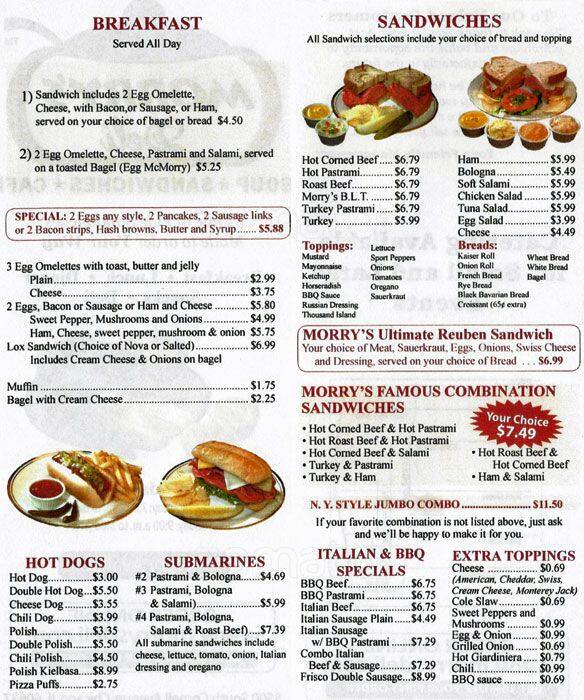 Morry's Deli Menu, Menu for Morry's Deli, Hyde Park, Chicago