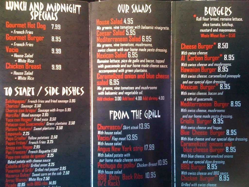 Al Carbon Menu, Menu for Al Carbon, Coral Way, Miami Urbanspoon/Zomato