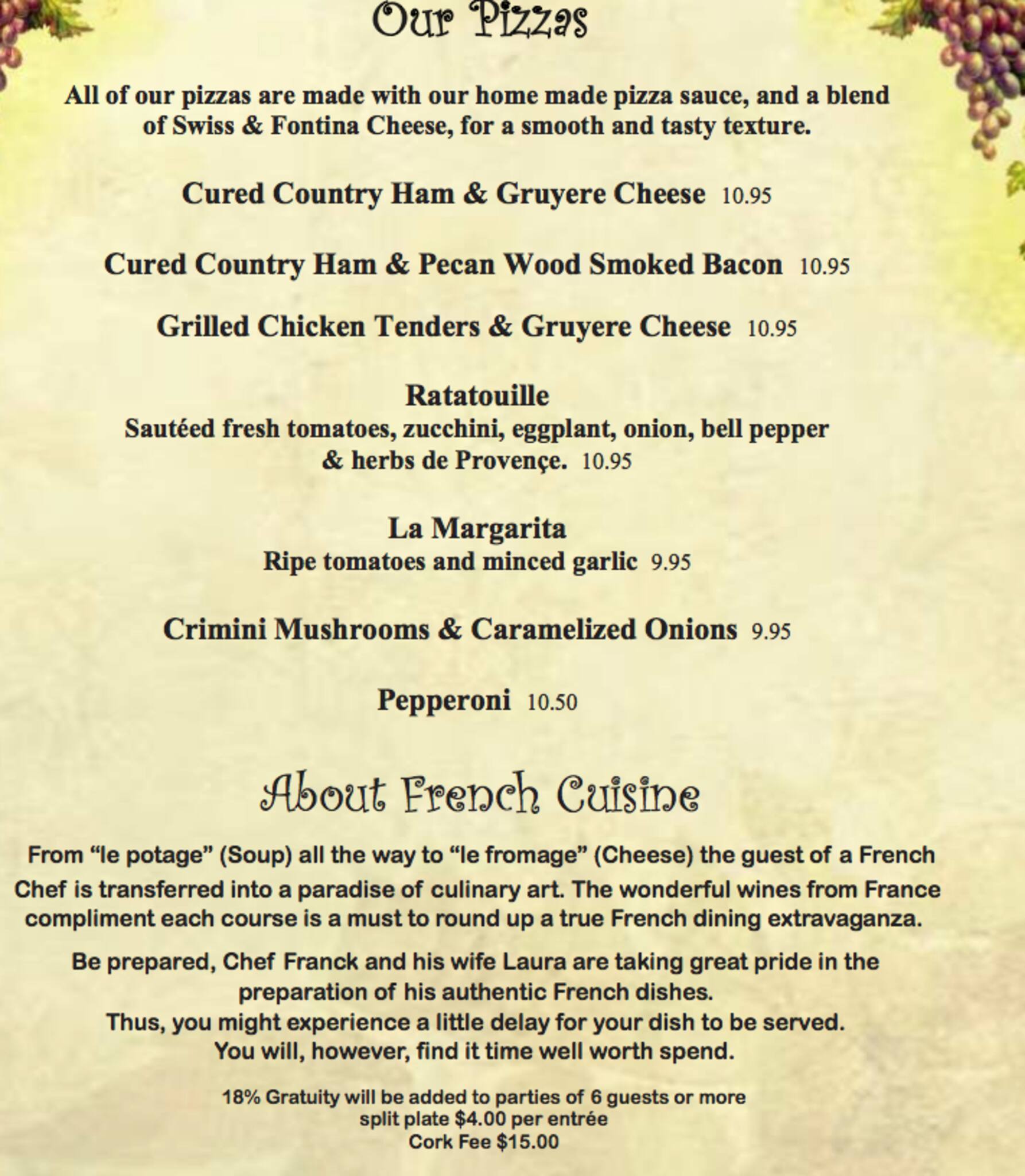 Menu at Le Gourmet pub & bar, Upland, 121 W Foothill Blvd D