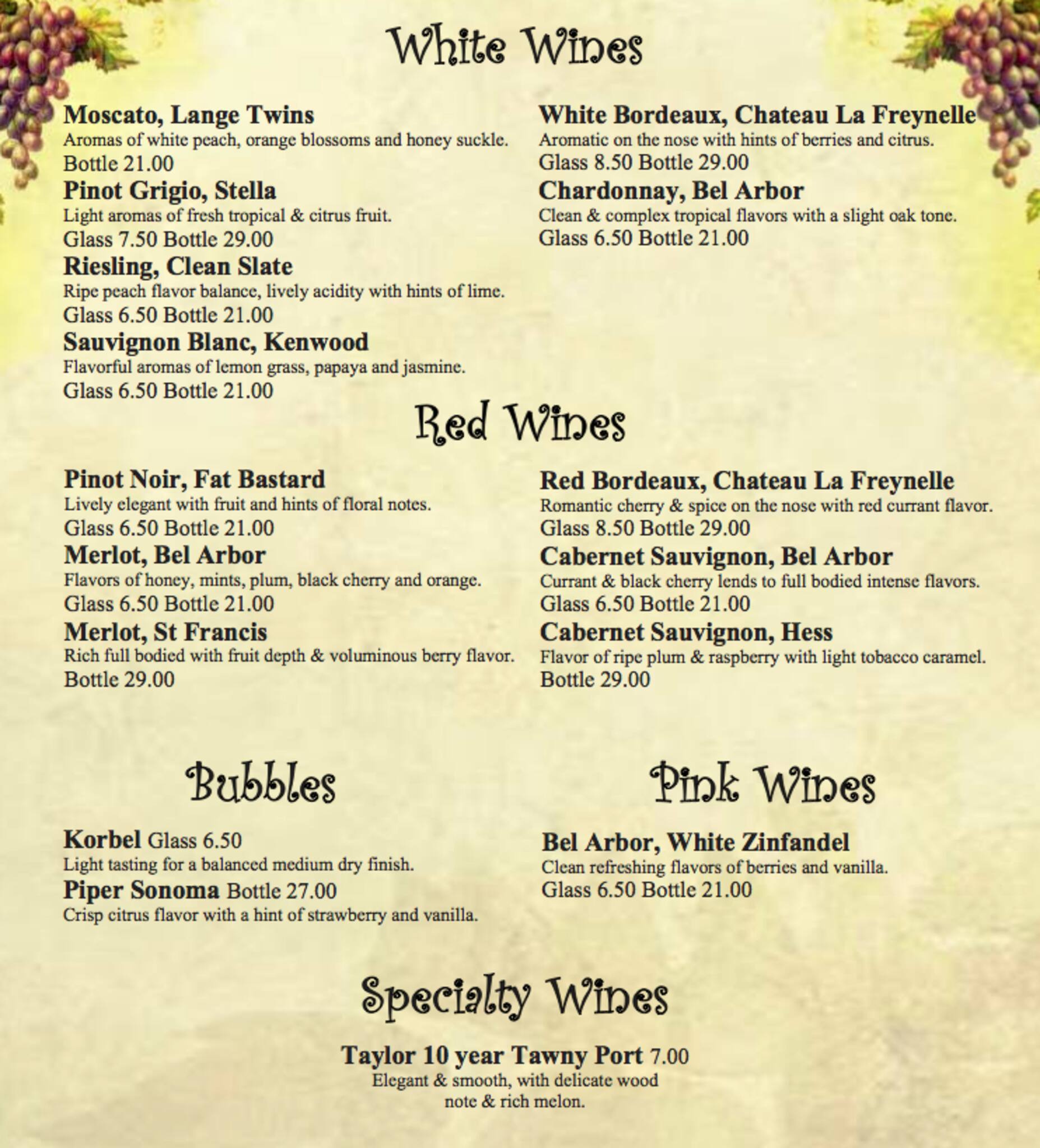 Menu at Le Gourmet pub & bar, Upland, 121 W Foothill Blvd D