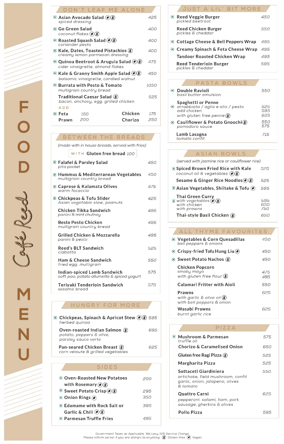 Menu of Cafe Reed Golf Course Road Gurgaon Menu of Cafe Reed Golf Course Road Gurgaon