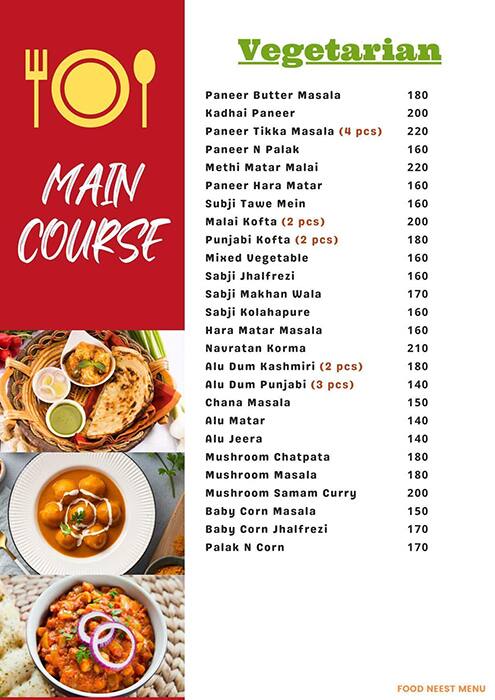 Menu of Food Neest New Town Kolkata