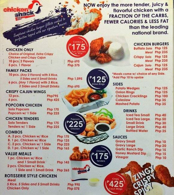 chicken stack menu