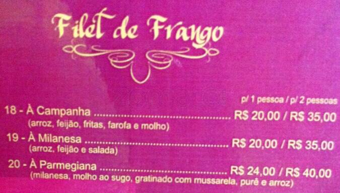 Galeteria Laranjeiras cardápio