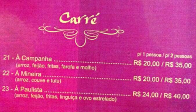 Galeteria Laranjeiras cardápio