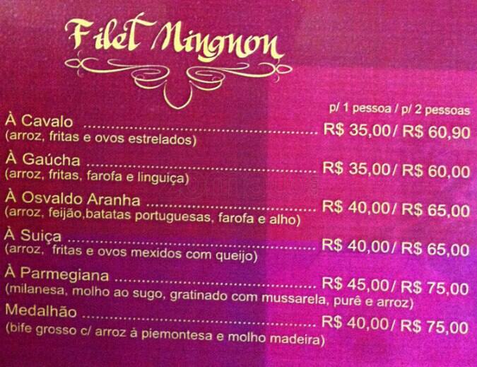 Galeteria Laranjeiras cardápio