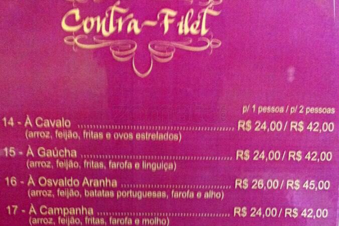 Galeteria Laranjeiras cardápio