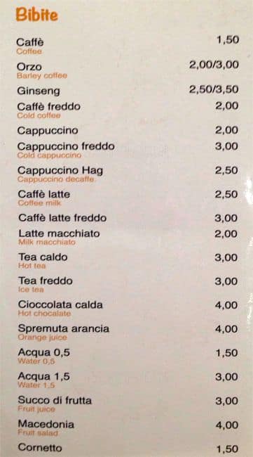 Menu di Orange Café 
