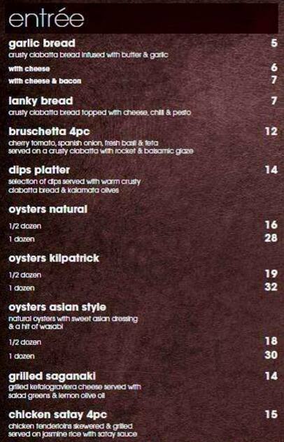 ember and rye menu with prices
