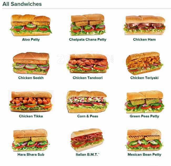 New Subway Sandwich Menu