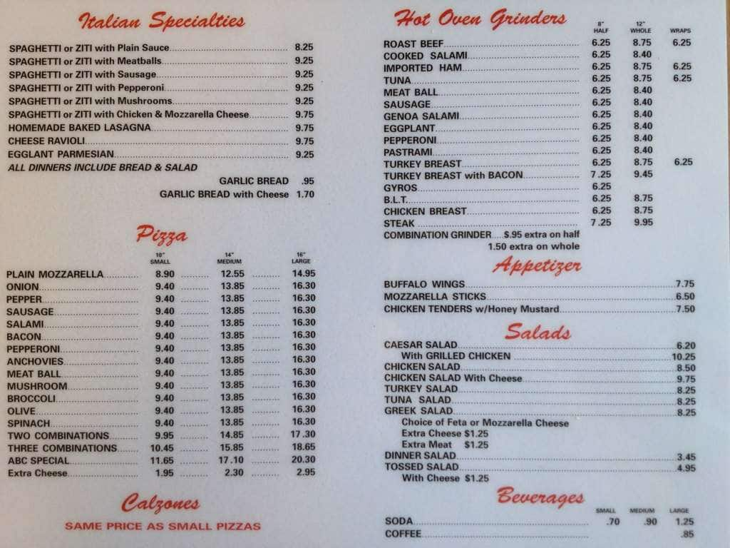 Abc Pizza House Menu, Menu for Abc Pizza House, Barry Square, Hartford