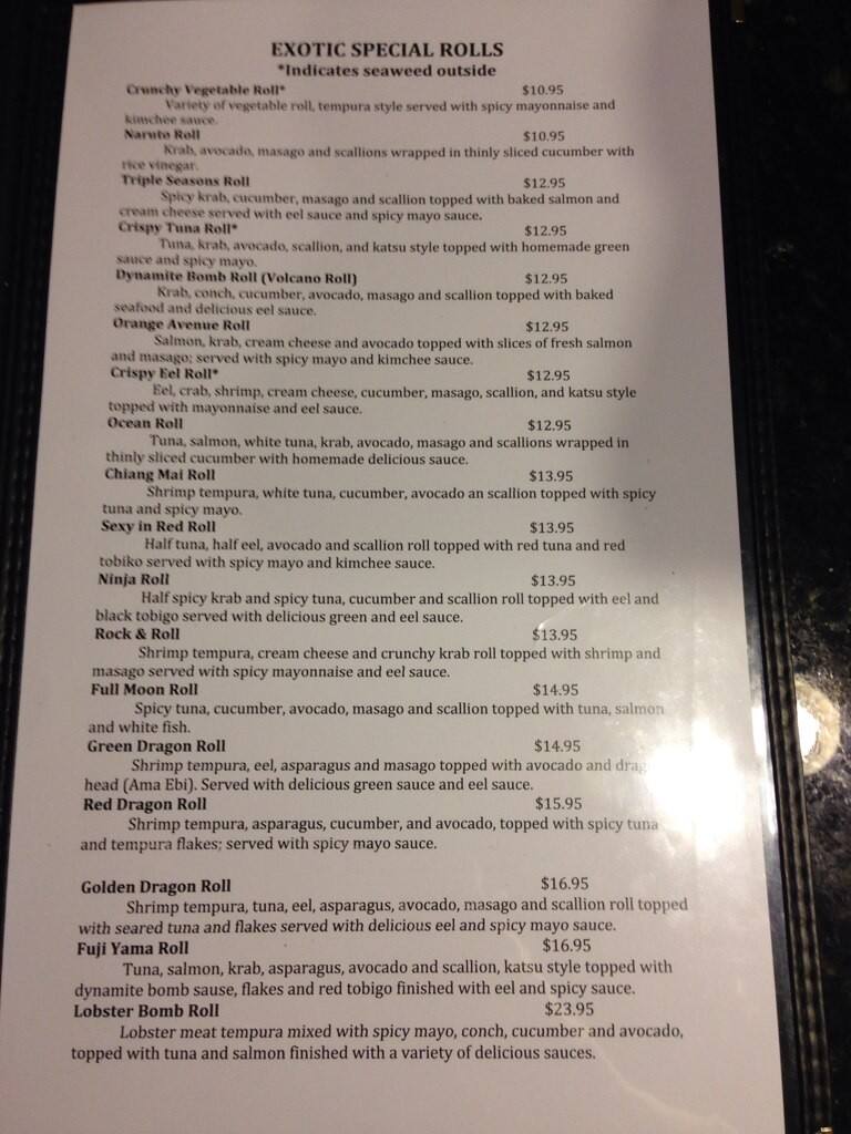 Menu at Thai Pepper restaurant, Fort Pierce