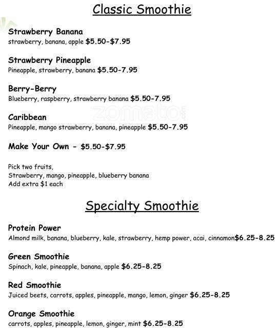 Menu at Juice Time pub & bar, Coral Springs, N University Dr