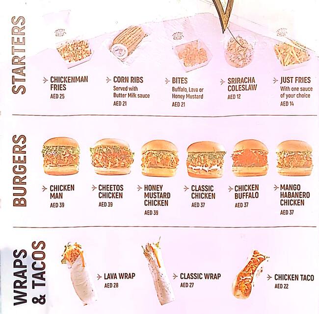 Menu of Chicken Man, Muhaisnah, Dubai
