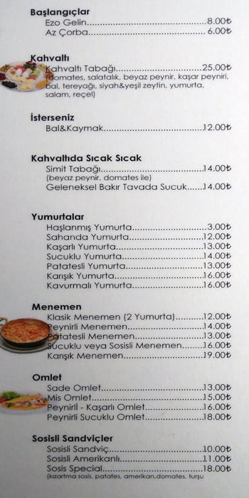 Menu At Tesvikiye Mis Istanbul