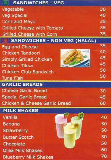 The Pizza Shop menu