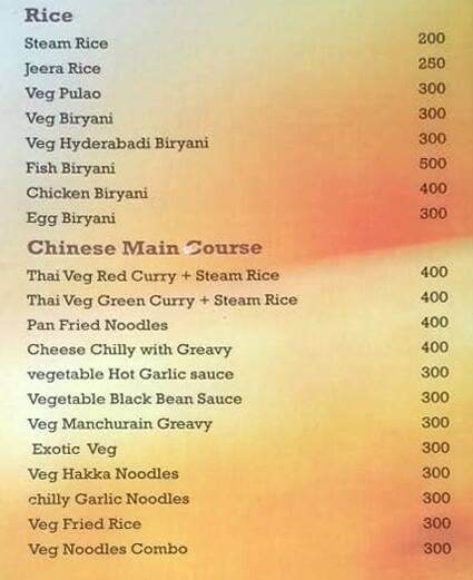 Score Lounge Bar Night Club menu
