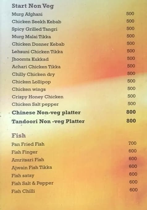 Score Lounge Bar Night Club menu