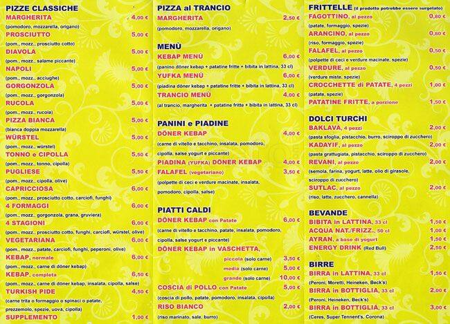 Menu di Istanbul Kebap-Pizza 