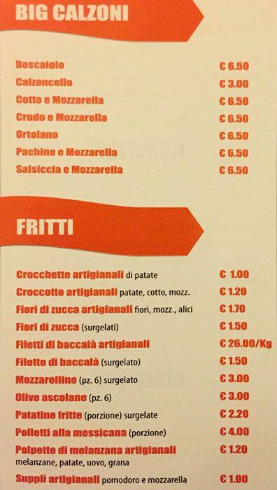 Menu di La Meravigliosa 