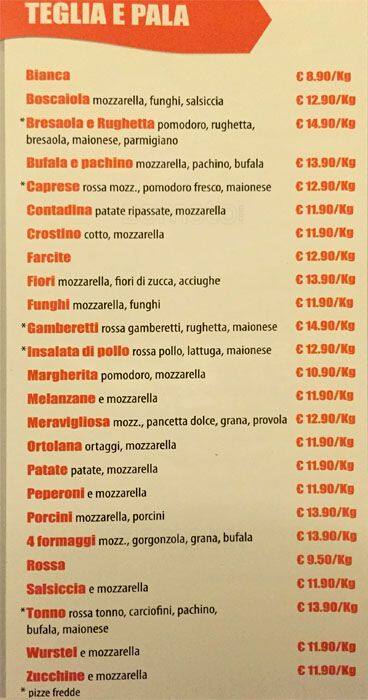 Menu di La Meravigliosa 