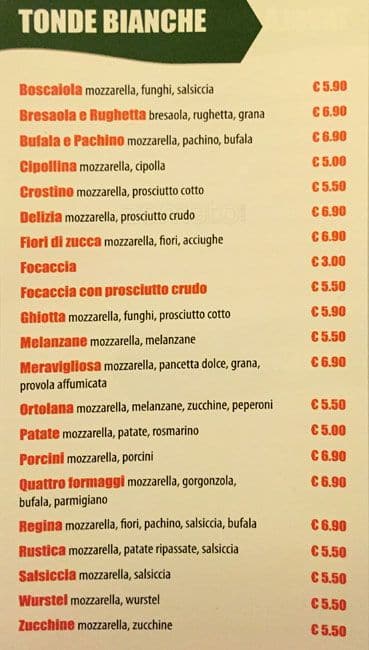 Menu di La Meravigliosa 