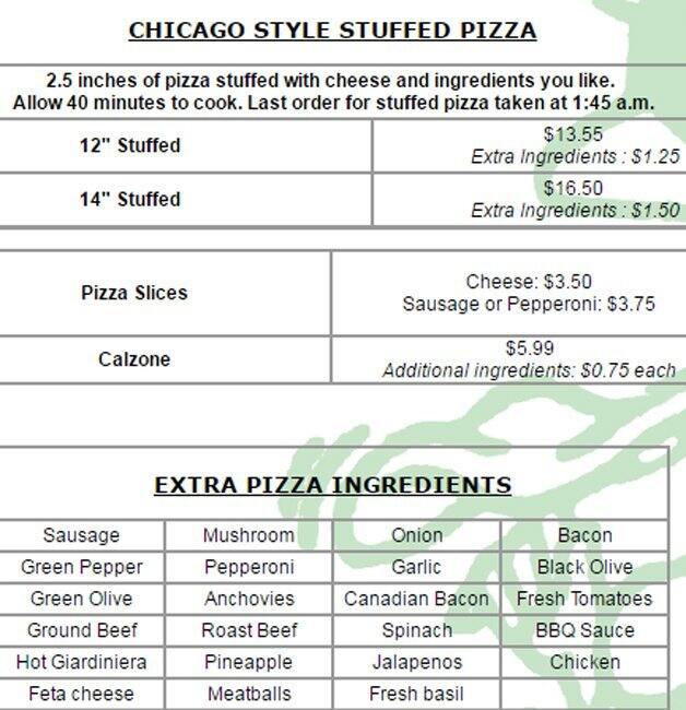 Menu at Mug's Pizza & Ribs pizzeria, Schaumburg