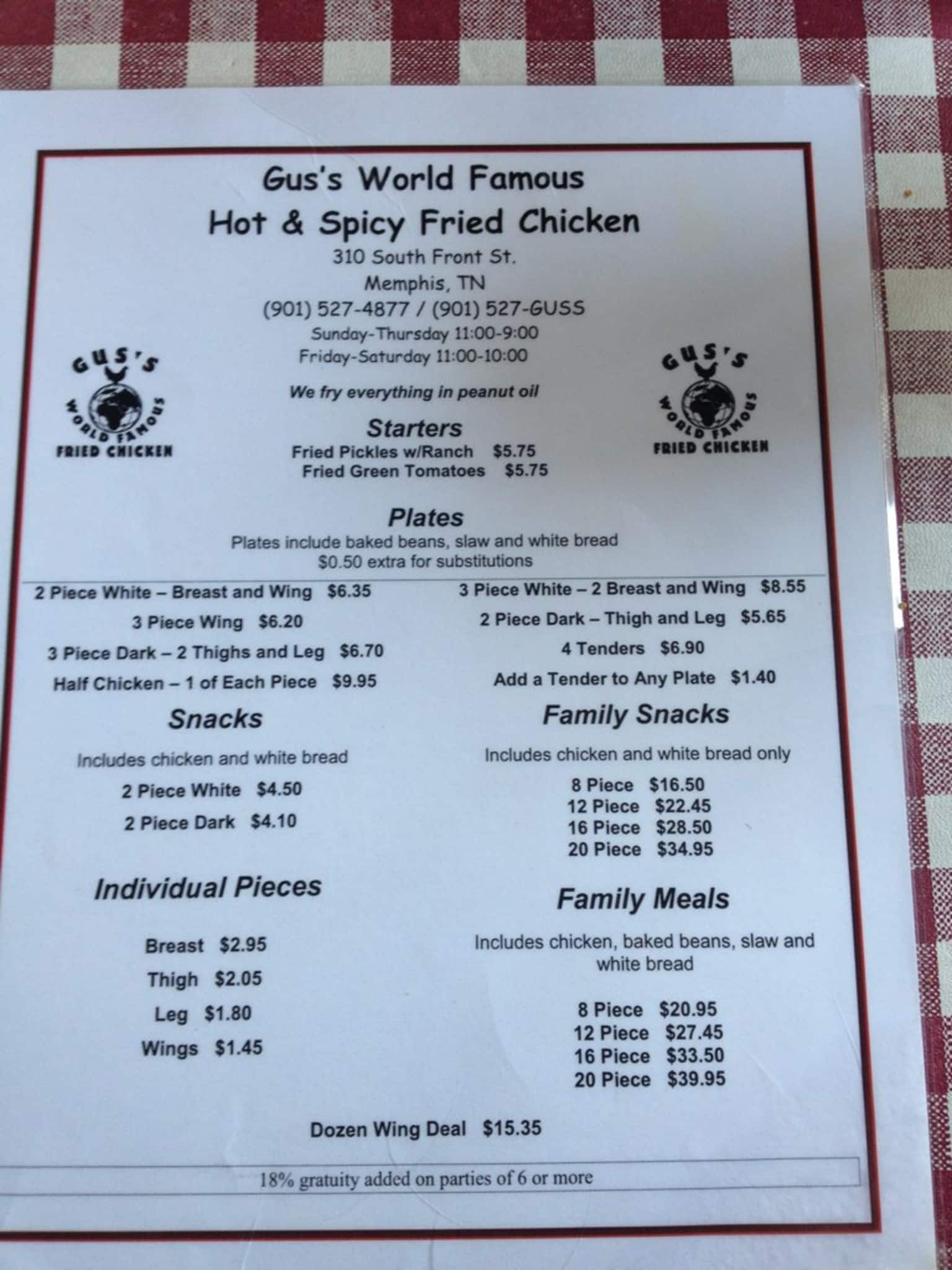 Menu At Gus s World Famous Fried Chicken Restaurant Memphis 310 S menu-at-gus-s-world-famous-fried-chicken-restaurant-memphis-310-s