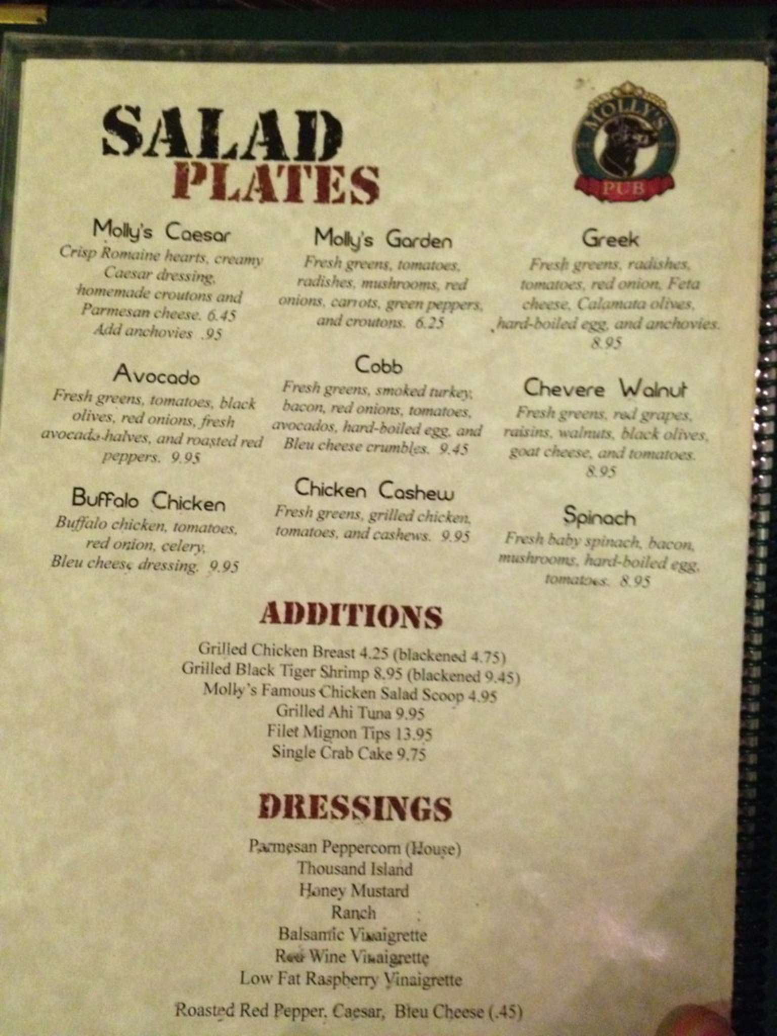 Molly's Pub Menu, Menu for Molly's Pub, Lancaster, Lancaster