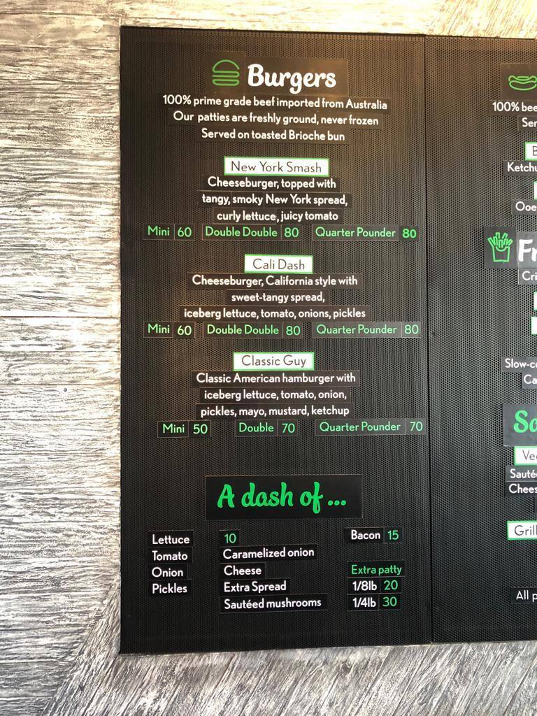 Smash N Dash Menu Menu For Smash N Dash Kerobokan Bali