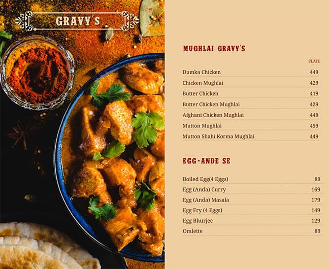 Aroma's Hyderabad House menu