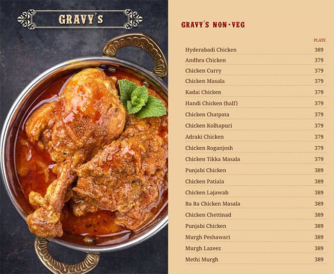 Aroma's Hyderabad House menu